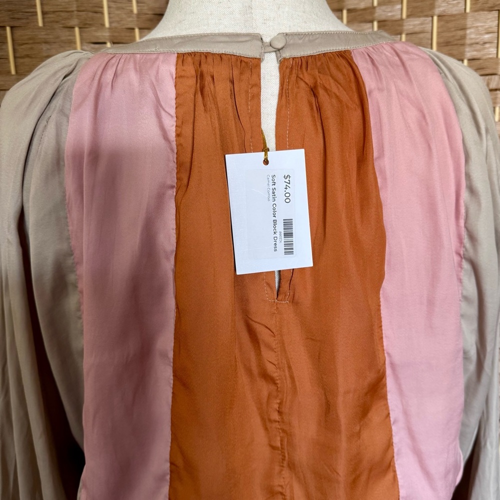 Never worn Olive & Leaf soft satin color block dress L - Picture 8 of 13